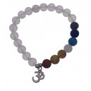 Bracelet 7 Chakras Cristal de Roche Perles rondes 8mm Breloque Om