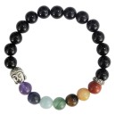 Bracelet 7 Chakras Onyx noir Perles rondes 8mm Bouddha