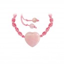 Bracelet corde et coeur Quartz rose