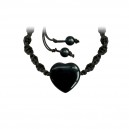 Bracelet corde et coeur Onyx