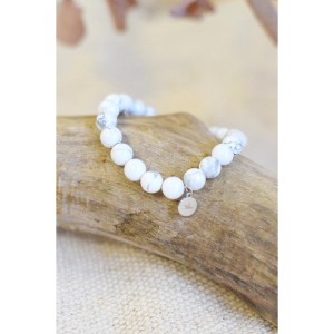Bracelet Cristal de roche et charme Perles 8 mm