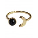 Bague ajustable onyx et cuivre